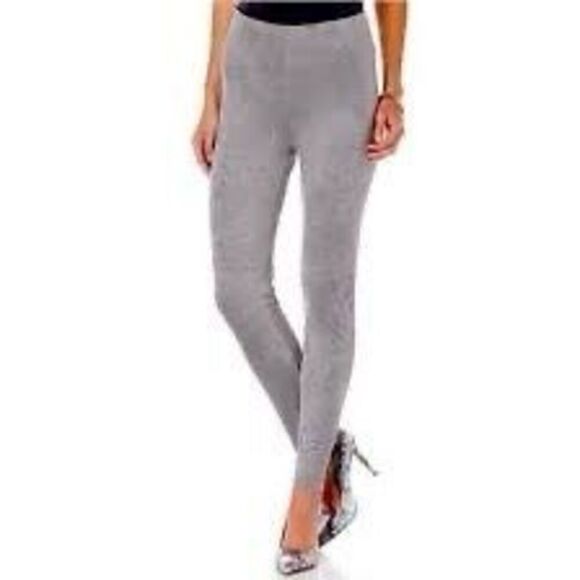 Lysse Matilda Soft Faux Suede High Rise Leggings Sz L Grey - Picture 1 of 9